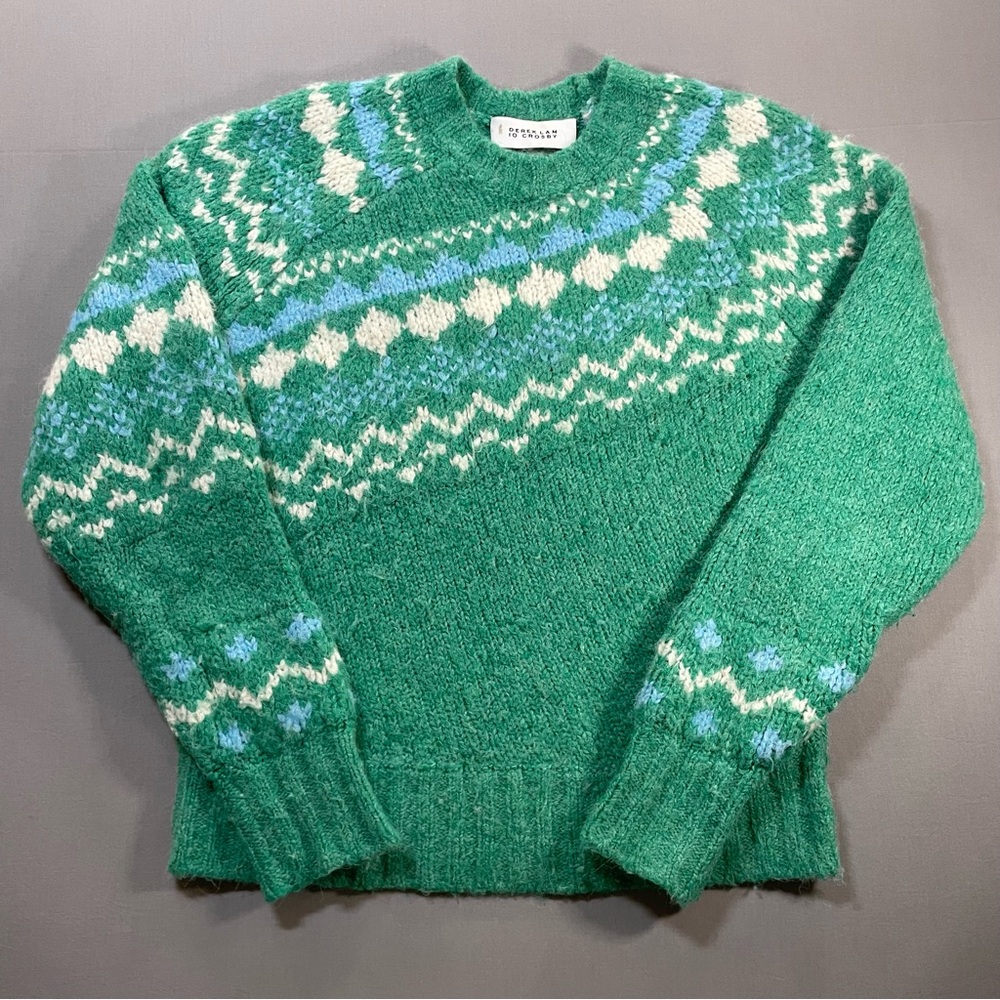 Derek Lam 10 Crosby Fair Isles Asymmetrical Pattern Crew Sweater - Womens Small